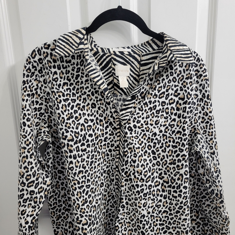 Chicos Cheetah Chic Chena Button Down - image 6